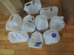 partial pile of the collapsed jugs