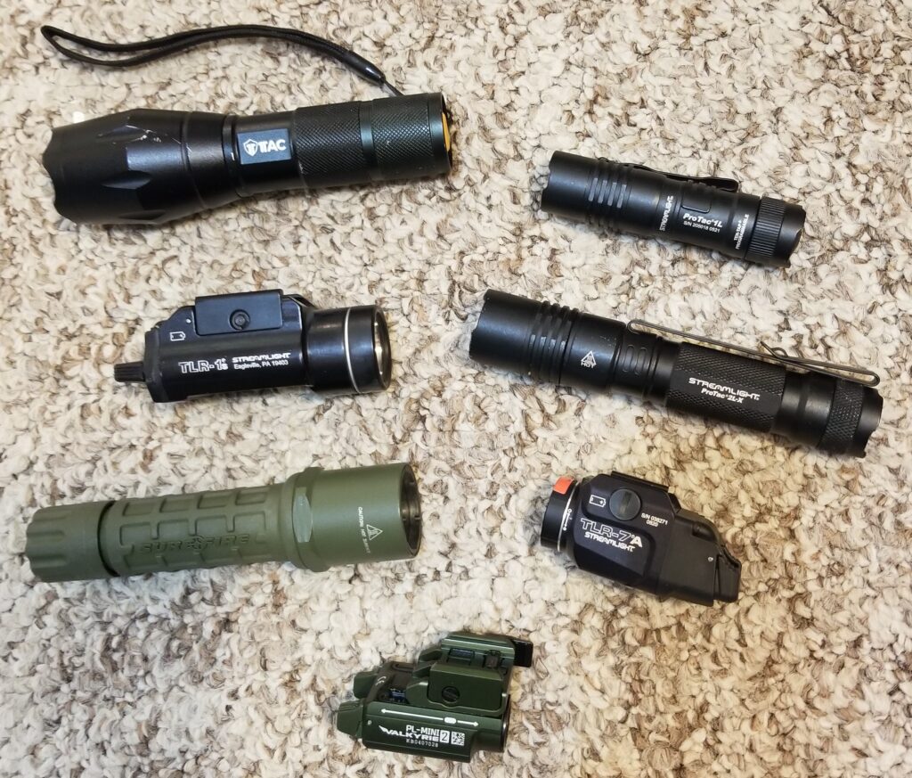 Various types of flashlights